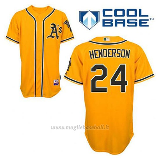 Maglia Baseball Uomo Oakland Athletics Rickey Henderson 24 Or Alterner Cool Base
